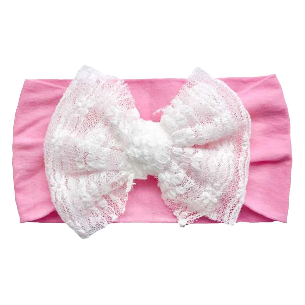 White Lace Bow Headband Baby Girls Summer Turban Hairband Little Princess Bowknot Nylon Headbands Newborn Headwrap Bebes Hairbow