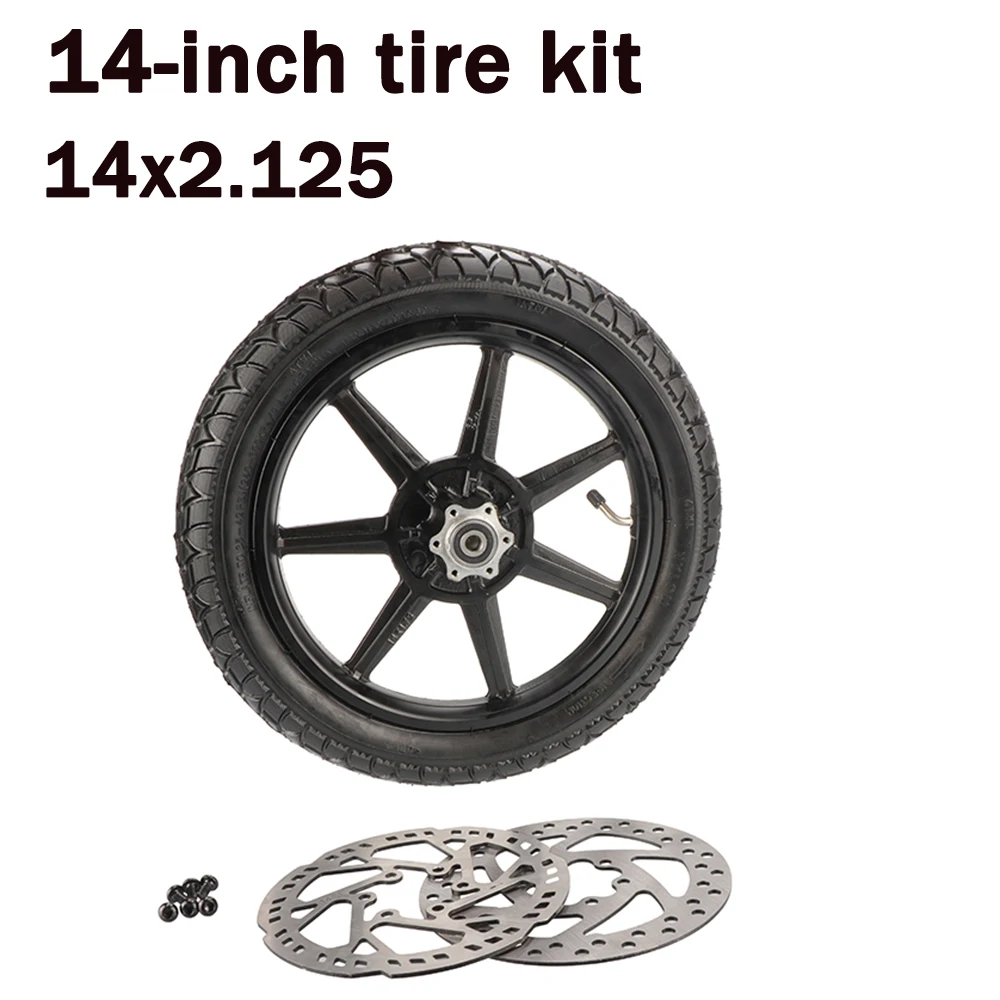 

14x2.125 Tire Kit with 140MM Brake Disc Suitable for 14-inch Front Wheel Electric Scooter Electric Bicycle Folding Bicycle