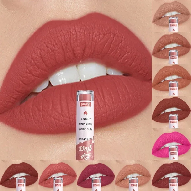 Rose rot matt flüssig Lippenstift Make-up Lippen glasur feuchtigkeit spendend wasserdicht haltbaren Lippen schlamm Antihaft Tasse Lip gloss Make-up koreanisch