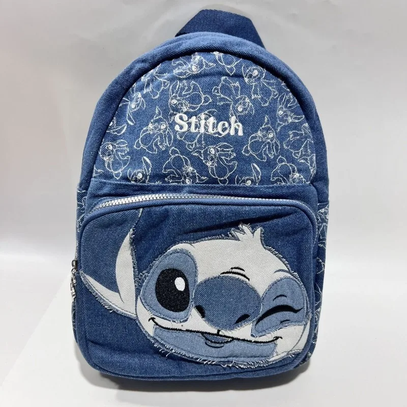 

Рюкзак с принтом Disney Lilo & Stitch, аксессуары для персонажей аниме, студенческий джинсовый рюкзак большой емкости, модный подарок для мальчиков