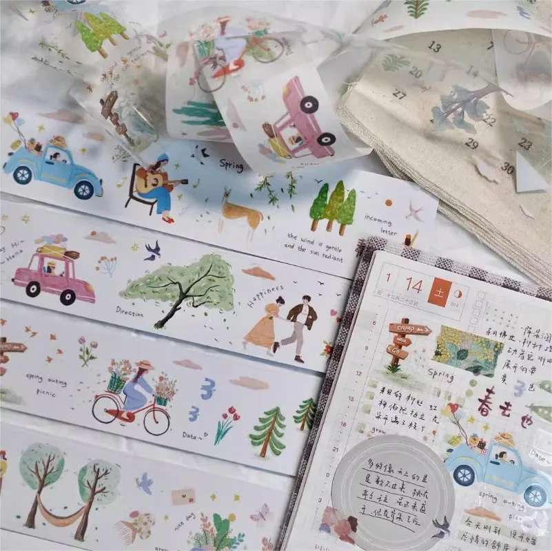 Gelukkig Reizen In Vier Seizoenen Huisdier Washi Tapes Ambachtelijke Benodigdheden Diy Scrapbooking Kaart Maken Decor Plan Sticker