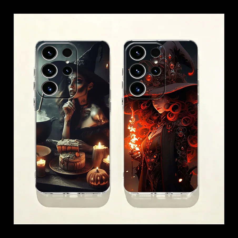 Halloween Moon Witch Horror Phone Case for Samsung Galaxy S26 Edge S25 S24 FE S23 Plus S22 Ultra S20FE Cover Camera Protection