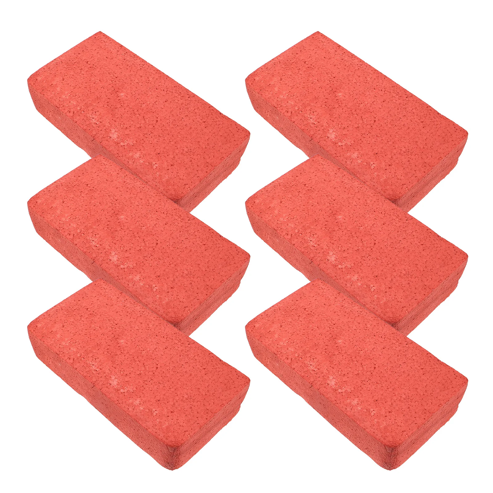 6Pcs Movie Props Brick Lightweight Foam Simulation Blocks Red Miniature Artificial Brick for Stage Performance Film Magician