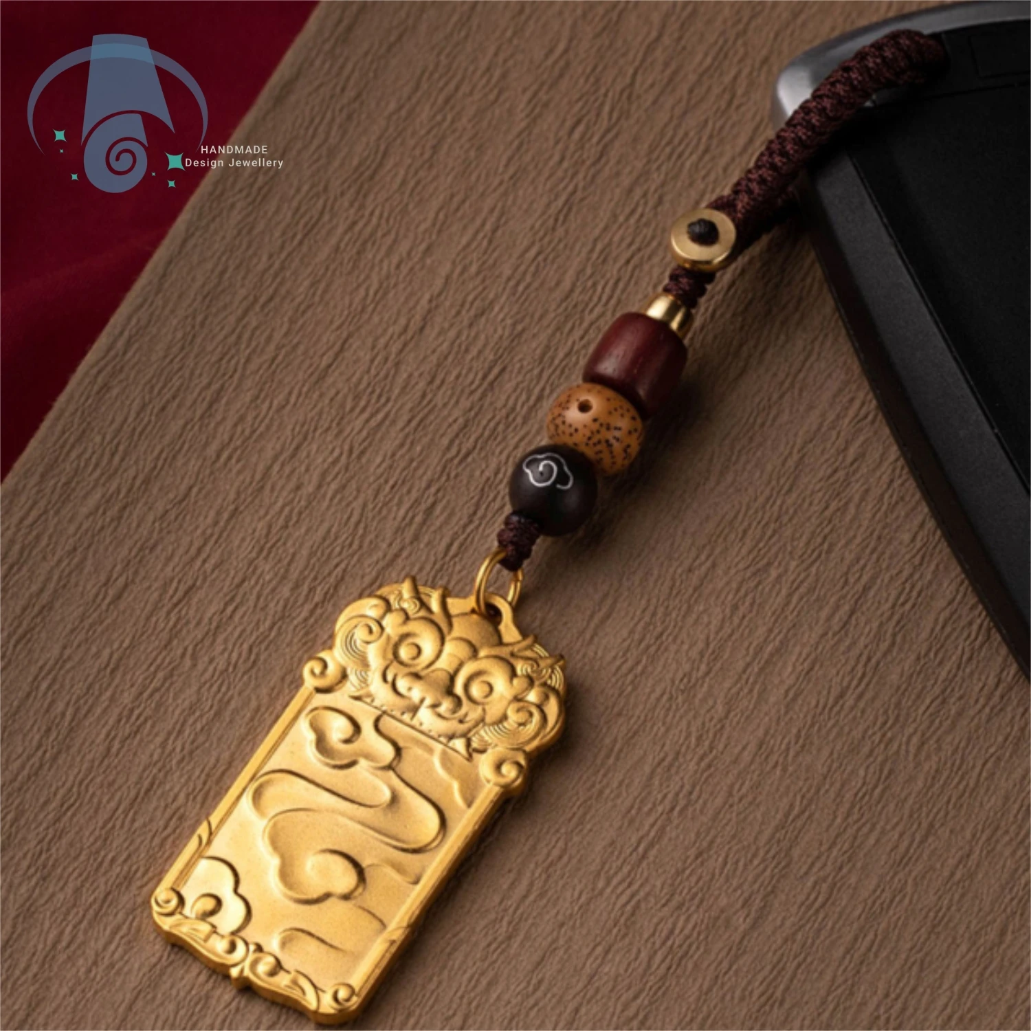 Natural Ancient Method Golden Qilin Xiangyun Nafu Keychain Pendant Peaceful Brand Ethnic Men and Women's Style