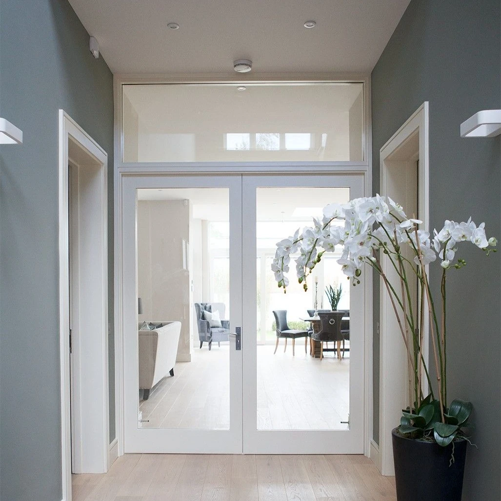 Aluminum Casement Glass Doors for Back Yard Kitchen French Single Door Heat Insulation Grilled Design Home Doors Custom-Made