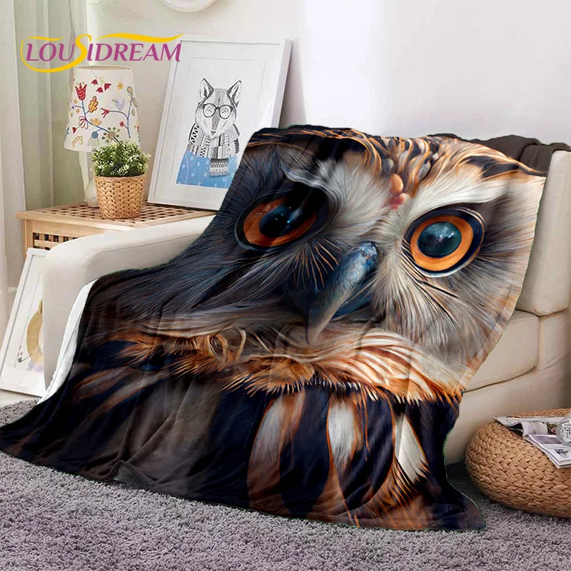 3D Cute Owl Eagle Birds Cartoon HD Soft Flannel Blankets,Throw Blanket Comfortable Blanket for Picnic Beds Home Bedroom Kid Gift