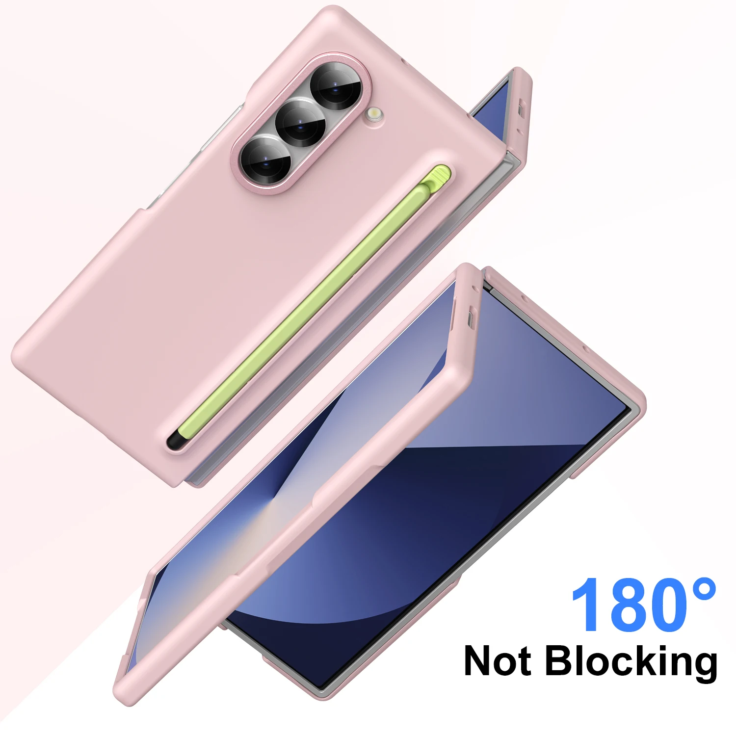 For Samsung Galaxy Z Fold 6 ZFold6 Case Matte Skin-Friendly With Colorful Touch Pen Folding Shockproof Hard PC Cover Accessories