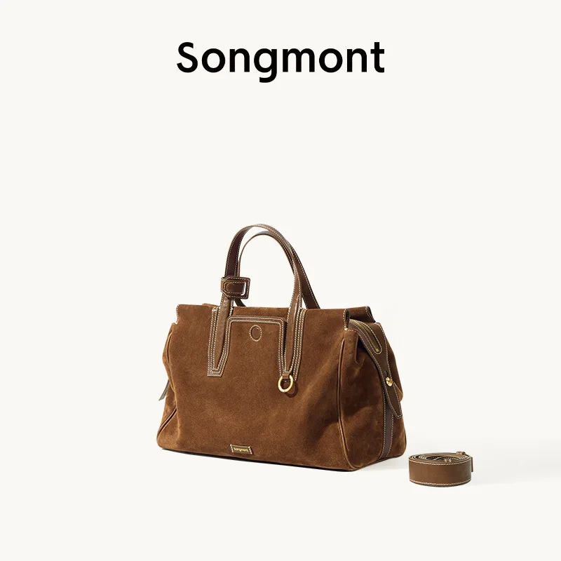 Songmont Trace Collection See Things Travel Bag Suede Boston Bag Shoulder Commuter Woman