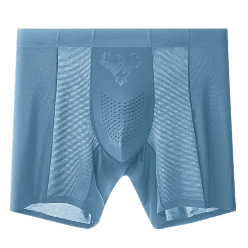 

Mens Underwear Boxer Shorts Hombre Transparent Ice Silk Panites Breathable Mesh Pouch Solid Extended Underpant Plus Size XL-6XL