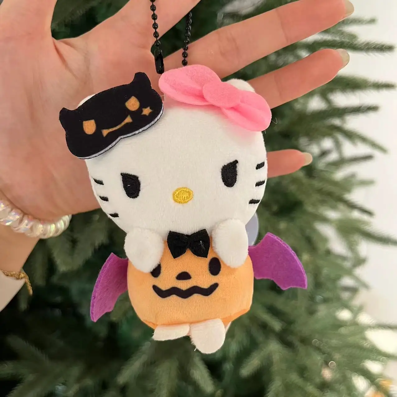 MINISO Sanrio Hello Kitty Halloween Pumpkin Ghost Candy Christmas Tree Plush Cute Bag Ornaments Keychain Boy Girl Festival Gift