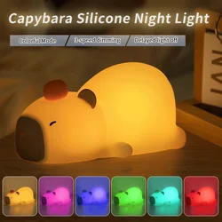 Cute Cartoon Silicone LED Capybara Night Light USB Rechargeable Dimming Sleep Night Lamp For Bedroom Desktop Decoration Gift