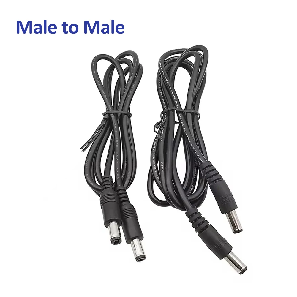 Male to Male DC Power Plug Cable Extension Wire 5.5x2.1mm Connector Extension Cord Black For Adapter CCTV Security Camera 1M 5M