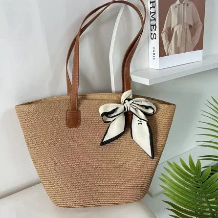 Solid Colored Hand Woven Grass Vine Woman Bags Luxury Replicas Women's Elegant Tote 2024 Aesthetic Super Copy Brand Bag Beach