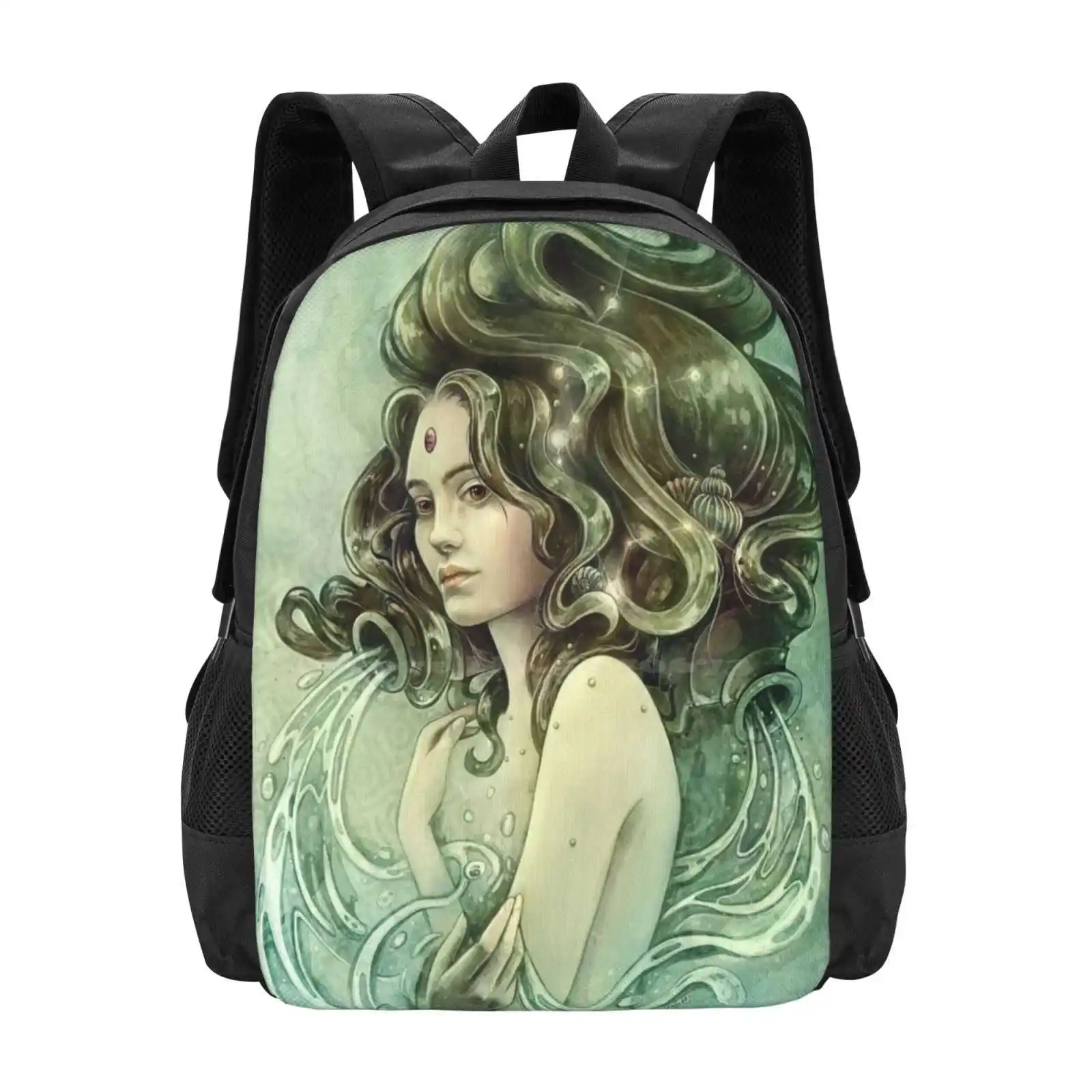 

Zodiac Aquarius Hot Sale Schoolbag Backpack Fashion Bags Horoscope Aquarius Zodiac Sign Air Element Astrology Constellation