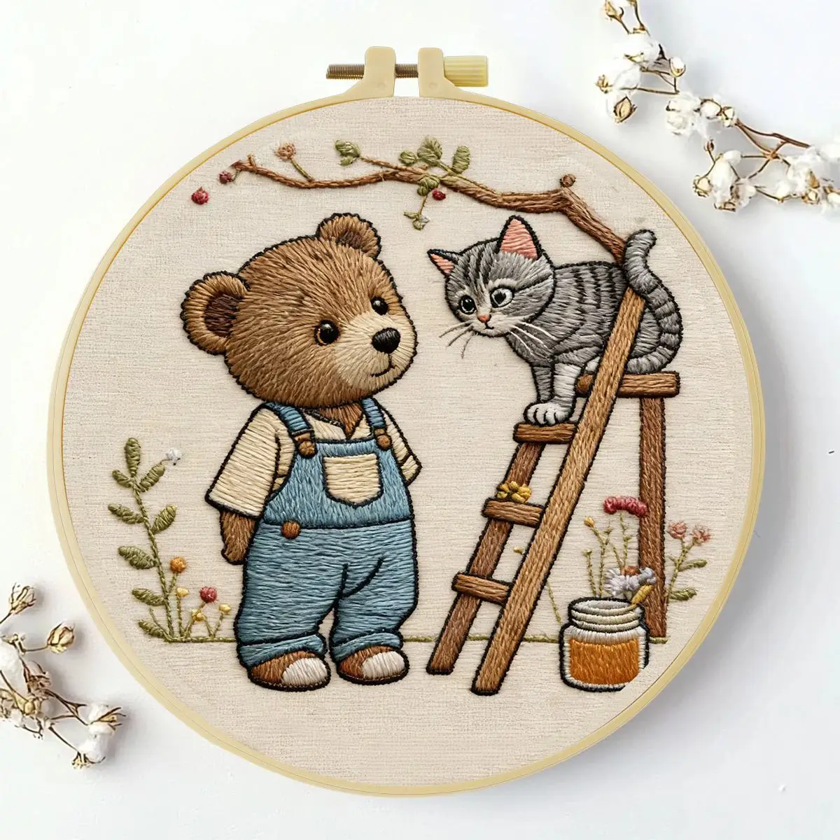 1 Stück 20X20CM/15X15CM 7,87/6,3 Zoll Tier - Bär Stickerei Starter-Kit DIY-Kit DIY-Stickerei-Set Handarbeiten Malerei – Detail 2