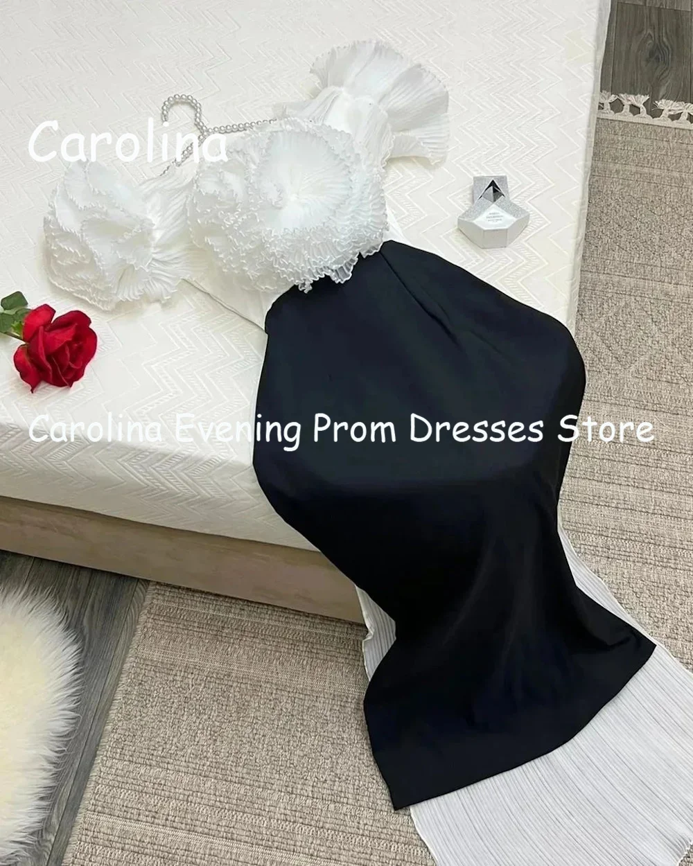 Carolina Satin Mermaid Off-the-shoulder Neckline Ruffle Prom Gown Ankle Length Evening Formal Elegant Party Dress for Women 2023