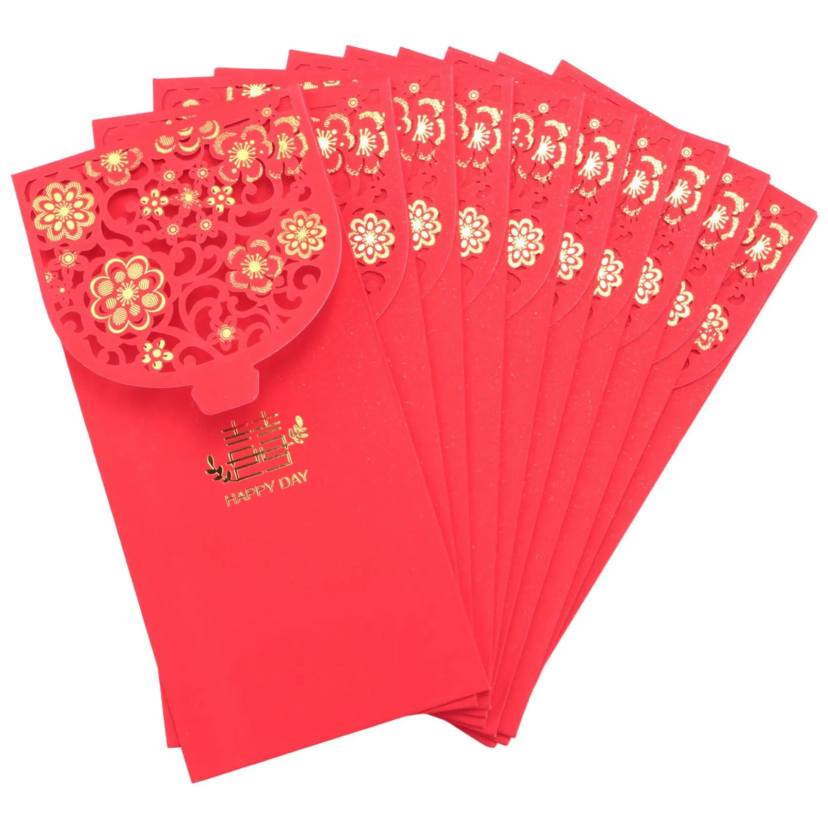 10PCS Chinese Red Envelopes Lucky Money Envelopes Wedding Red Packet for New Year Wedding (7X3.4 In)