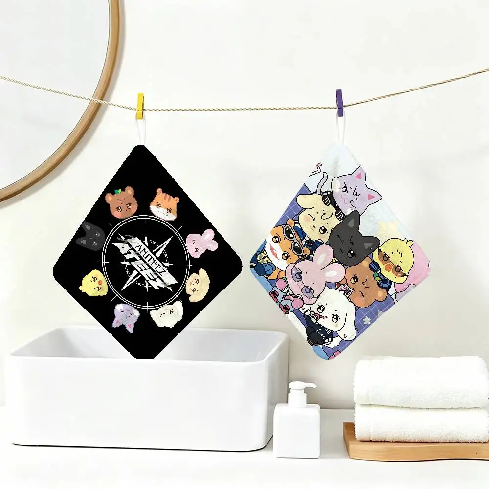 Kpop Group A-Ateez Polyester Cotton Hand Wiping Towel, Hanging Towel, Quick Dry for Kitchen Bathroom Daily Supplies