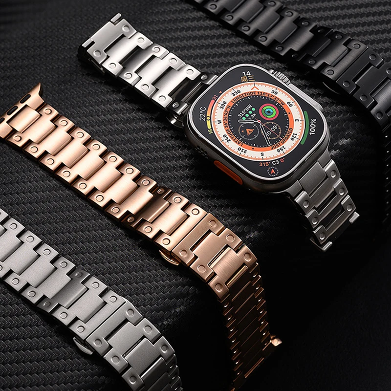 Pulseira de metal cor titânio para apple watch ultra 49mm pulseira de aço inoxidável para iwatch série 10 9 8 7 6 5 se 46mm 45mm 44mm 42mm