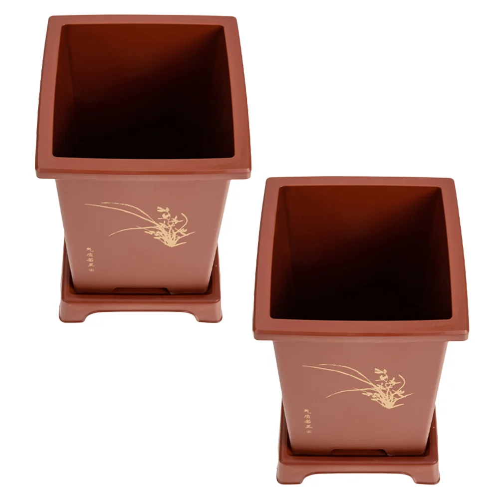 

2 Sets Orchid Pot Succulent Planters Spring Outdoor Decor for Indoor Plants Flower Holder Decorate Breathable Pots Resin