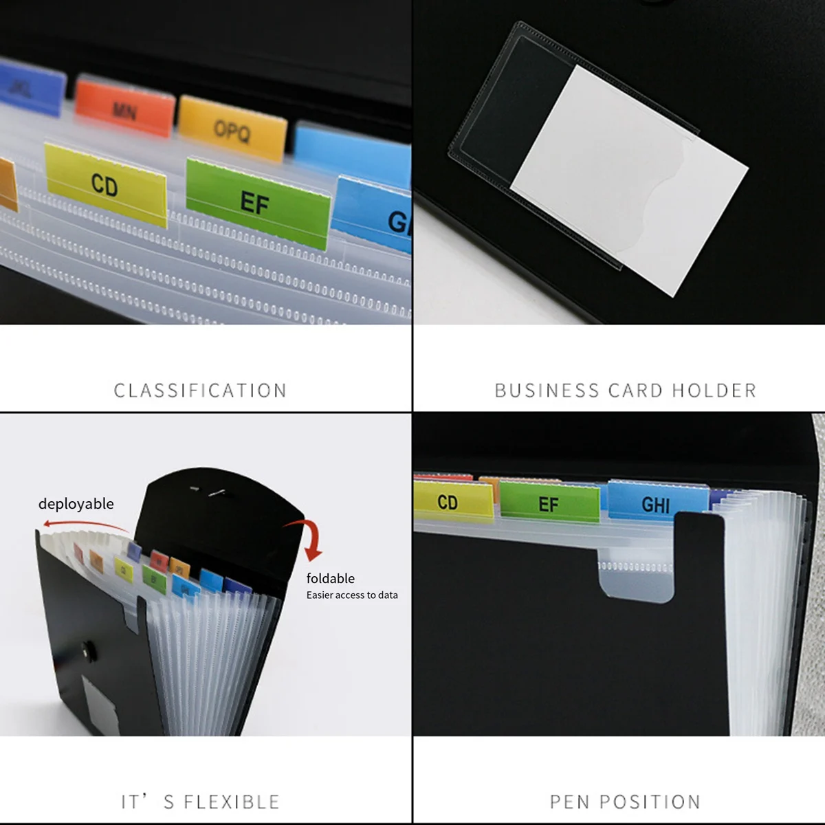 AU61-Accordian File Organizer กระเป๋าขยายแฟ้มโฟลเดอร์พลาสติกขยายแฟ้มโฟลเดอร์ทนทาน
