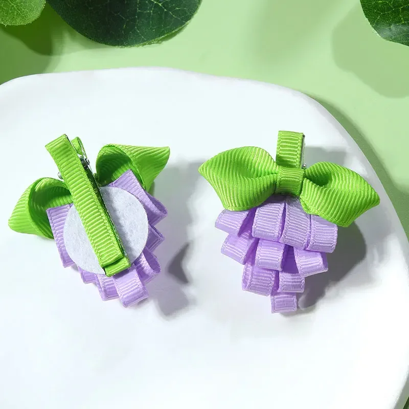 2Pcs Princess Sweet Fruit Hairpins Headdress Cute Grape Hair Clips For Baby Girls Handmade Hair Accessories Kids Headwear