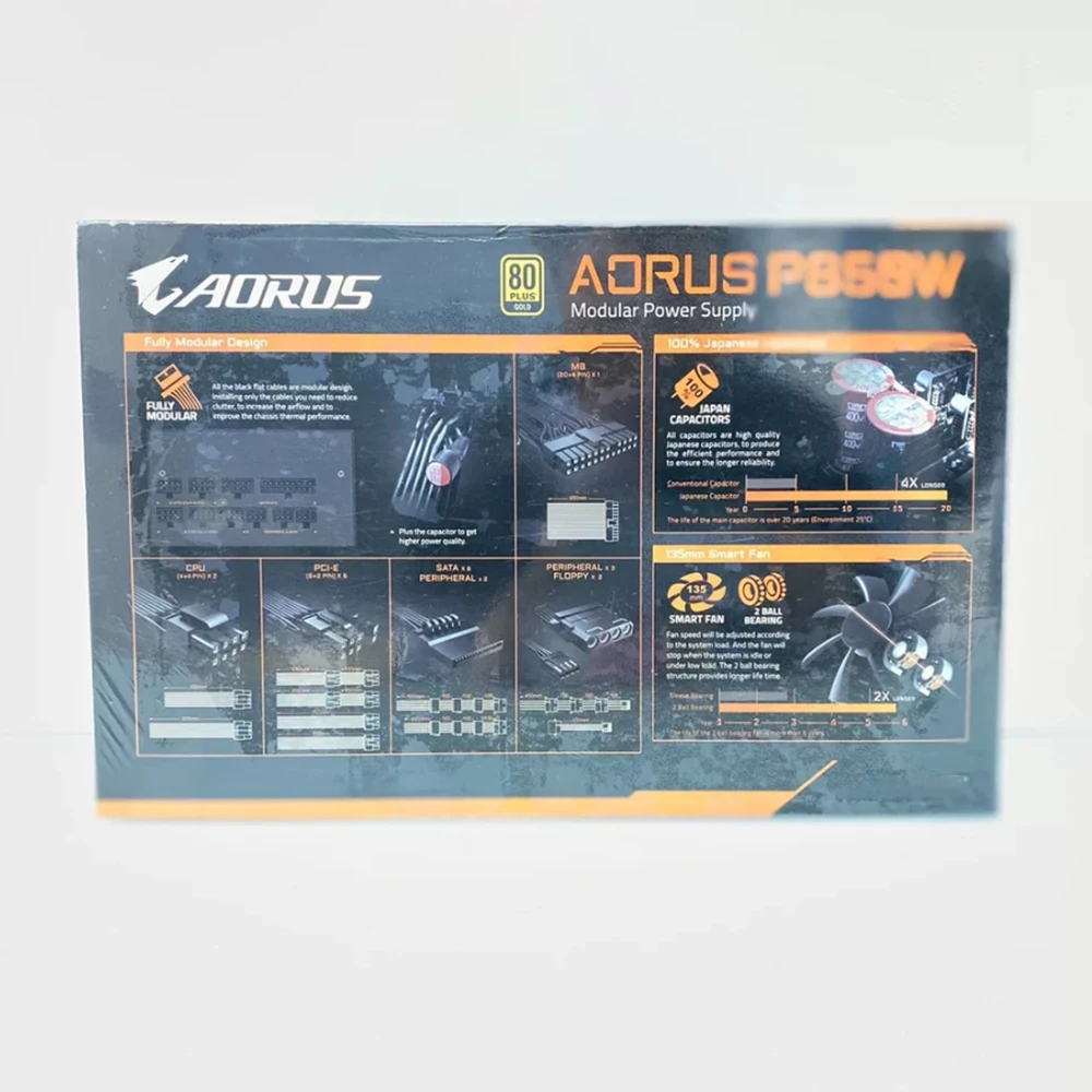 Imagem -06 - para Gigabyte Gp-ap850gm Aorus P850w Ap850gm 80plus Gold Atx 12v 850w Fonte de Alimentação Novo