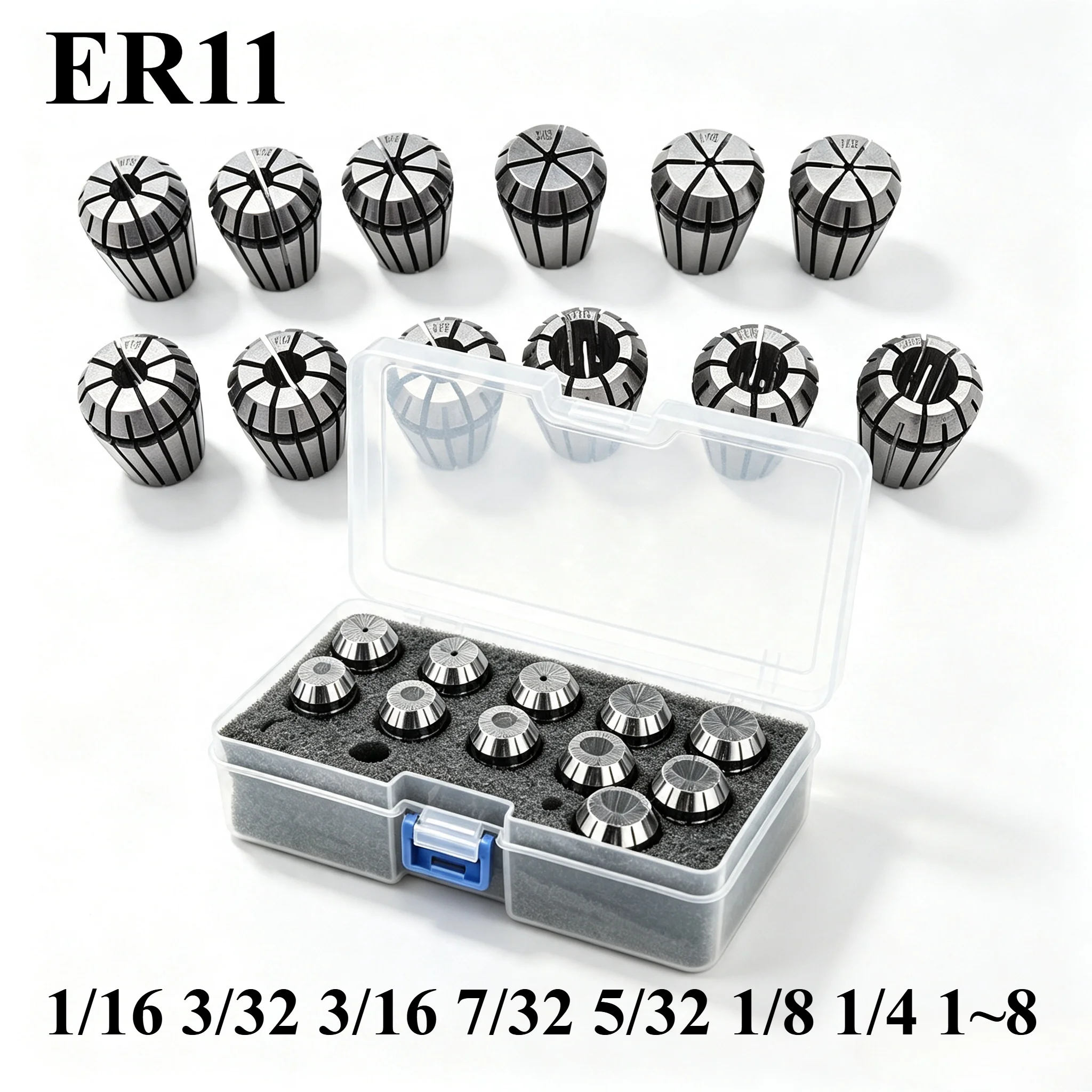 INCH ER11 Collet AA High Precision 1/16MM 3/32MM 3/16MM 7/32 1~8MM Spring Chucks Tool Holder for CNC Engraving Machine Mill Tool