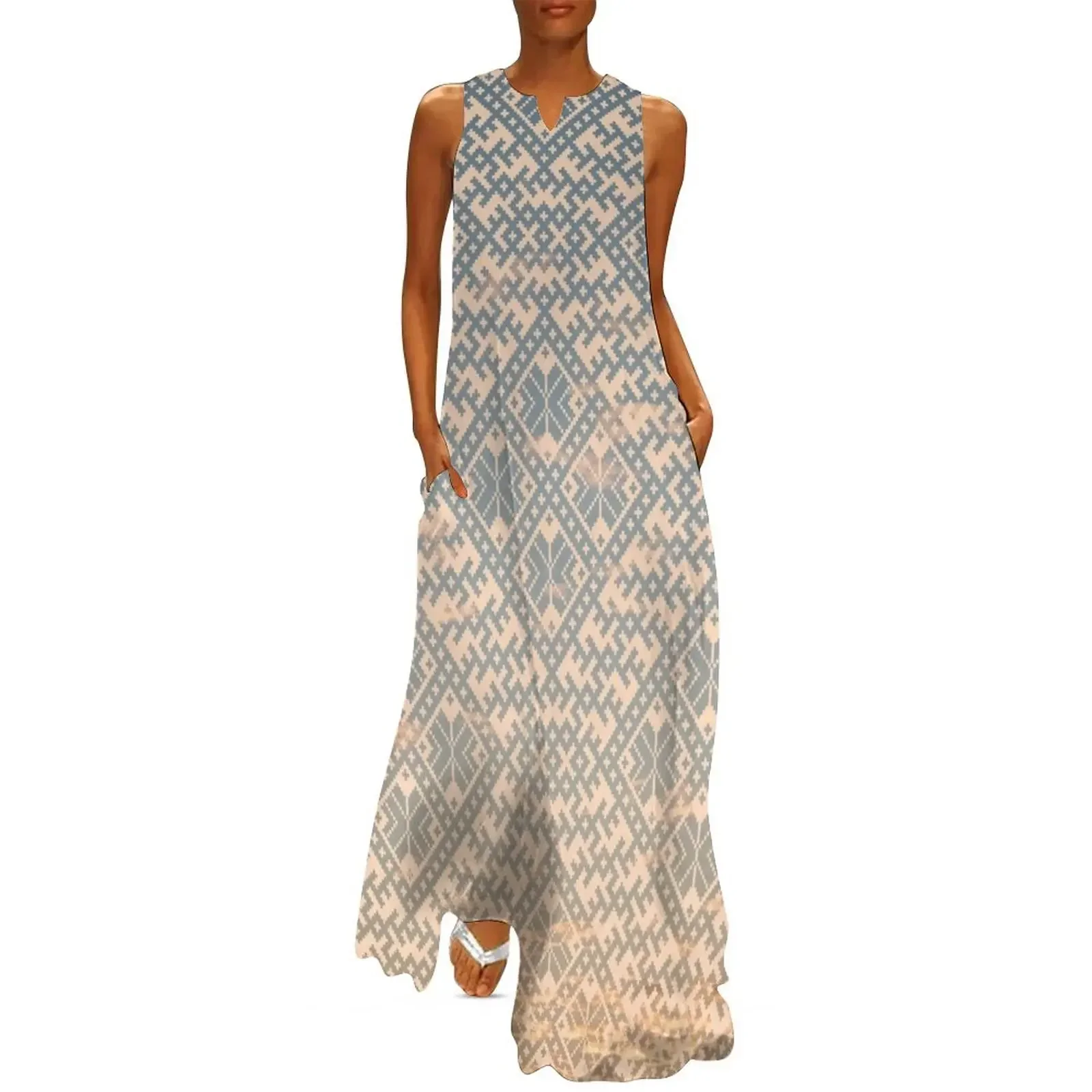 

Pastel Sunset Ethnographic Pattern Long Dress women party dresses summer dress women 2025 dress dresses