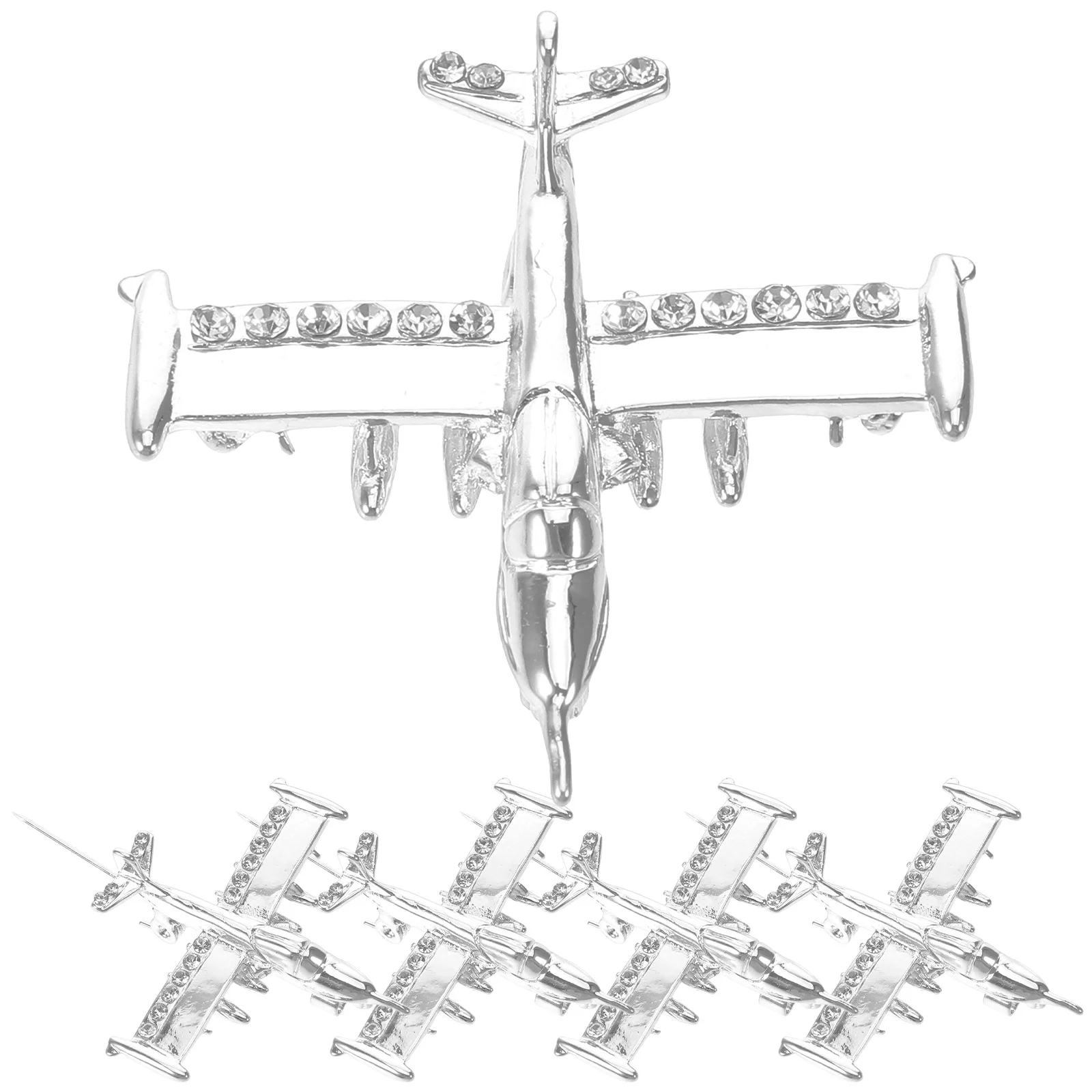 

5Pcs Stylish Airplane Brooch Pin Silver Metal Aircraft Lapel Pin Shirt Coat Cardigan Suit Scarf Decorative Clothes Pins Fancy