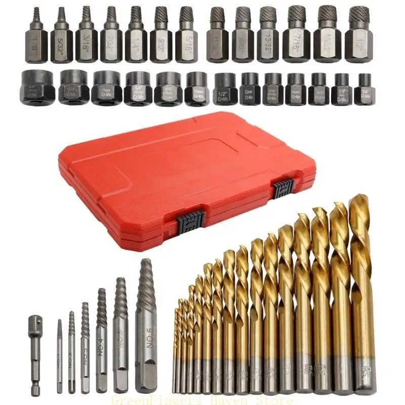 

F68D Multipurpose 49Piece Bolt Extractor Set With High Speed Steel Drill Bit Suitable For Rusted Nut&Screws, Easy Extraction