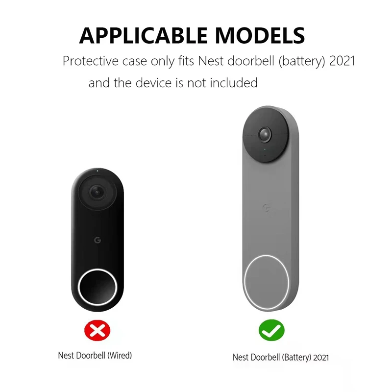 Silicone Cover For Google Nest Video Doorbell(2021 Battery Model),Not Compatible With Wired Model,Weather Anti-UV