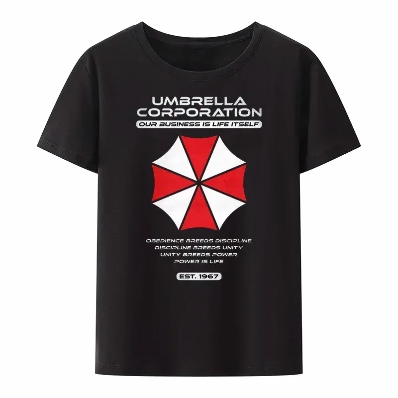 Men\'s Summer Sport Umbrella Corporation Same Style Printed T-shirt Made Premium Black Round Neck Breathable Shirts Tees Tops