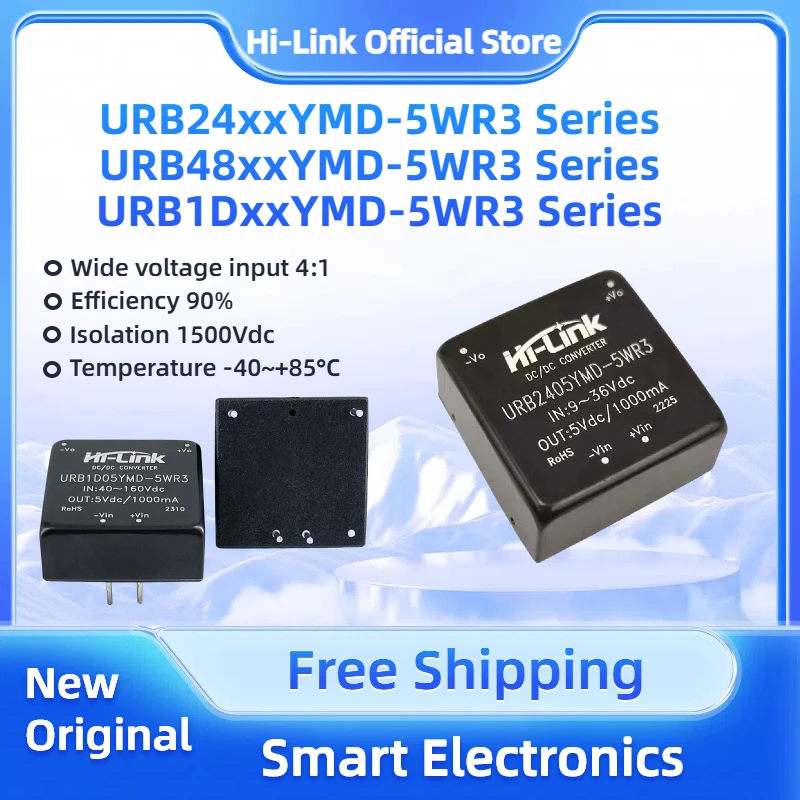 Hi-Link URB2405YMD-5WR3 5W 24V 5V 1A DC Power Supply 48V 110V 3.3V 9V 12V 15V 24V Intelligent Module Consumer Electronics
