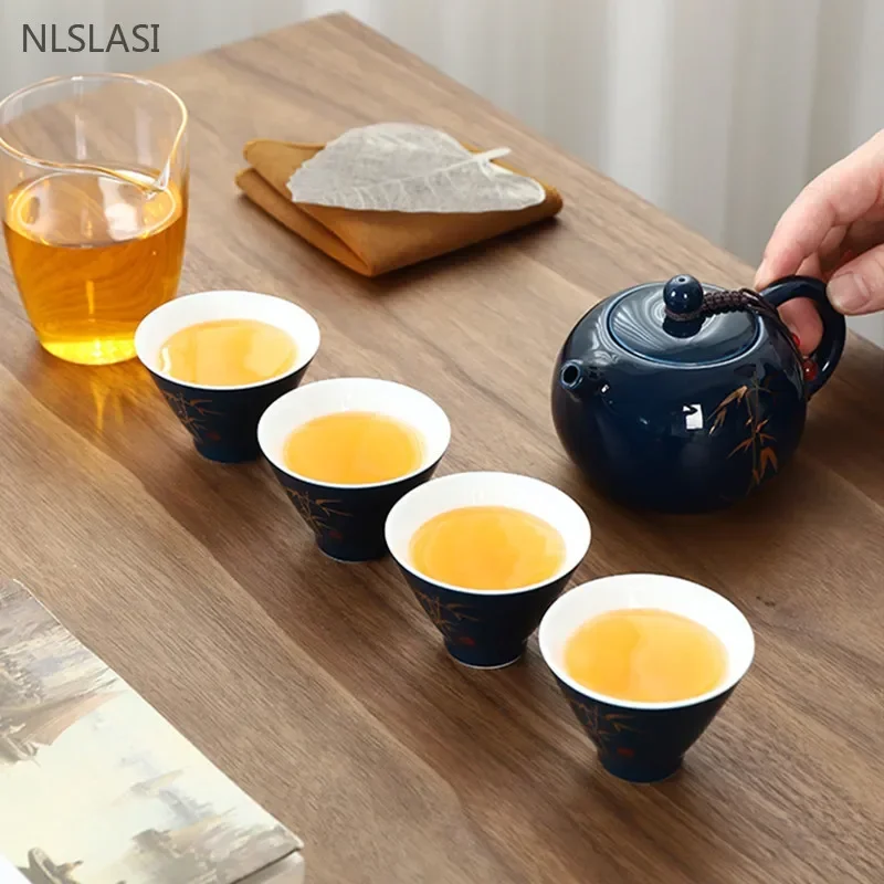 Japanese Ceramic Tea Set Handmade Beauty Teacup Porcelain Filter Teapot Custom Tea Infuser Traditional Tea Accessories