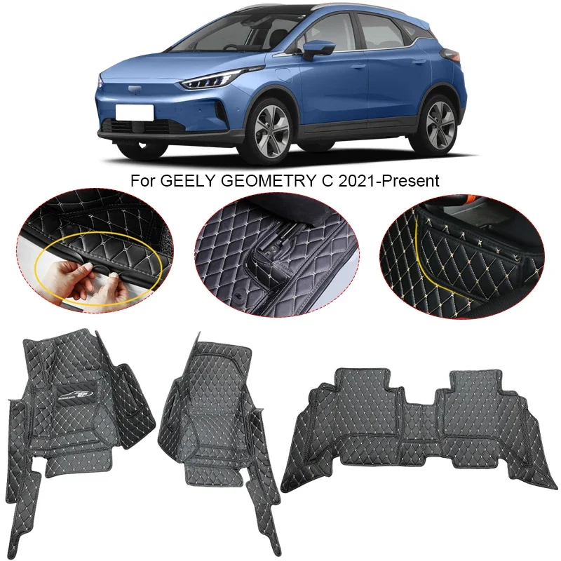 

3D Full Surround для GEELY GEOMETRY C 2021-2025Автомобильный напольный коврик, защитный вкладыш, подушечки для ног, ковер из искусственной кожи, водонепроницаемый автоаксессуар