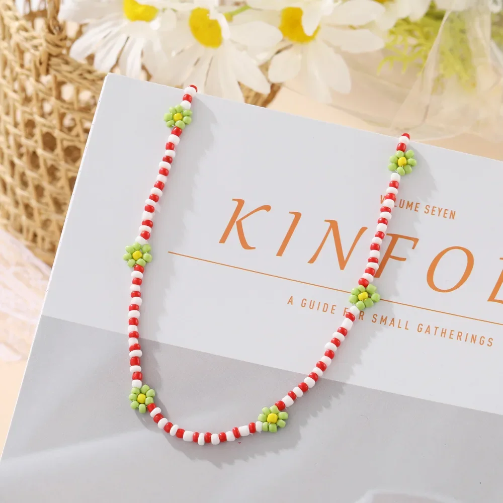 Bohemia Handmade Rice Beads Beaded Necklace For Women Girls Fashion Flower Summer Beach Clavicle Necklace Holiday Jewelry Gifts image 3