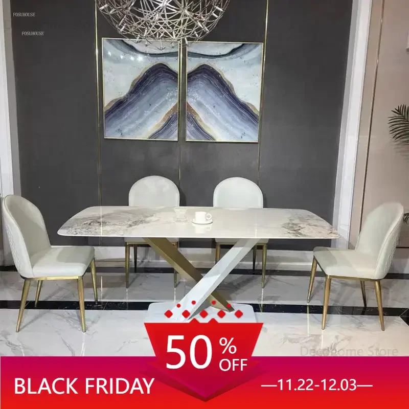 

High End Rectangular Dining Tables Luxury Slate Dining Table and Chair Set Modern Simple Home Small Apartment Dining Table