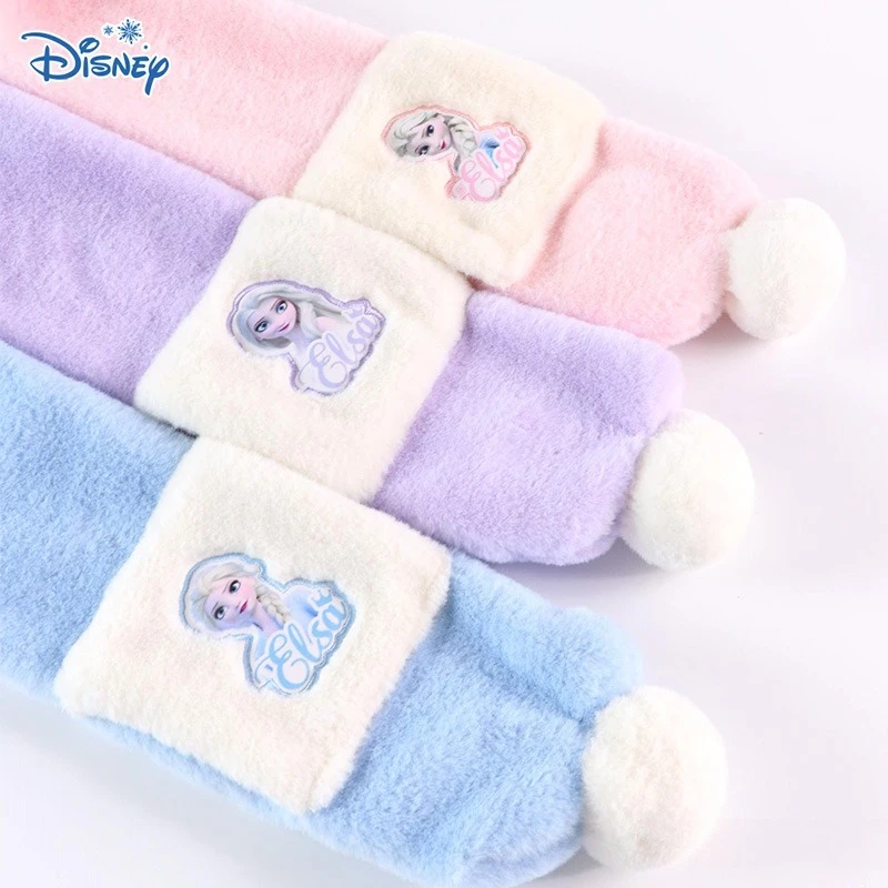 Miniso の新しいアナと雪の女王子供用スカーフ冬暖かい女の子ベビースカーフプリンセスかわいいネックカバー