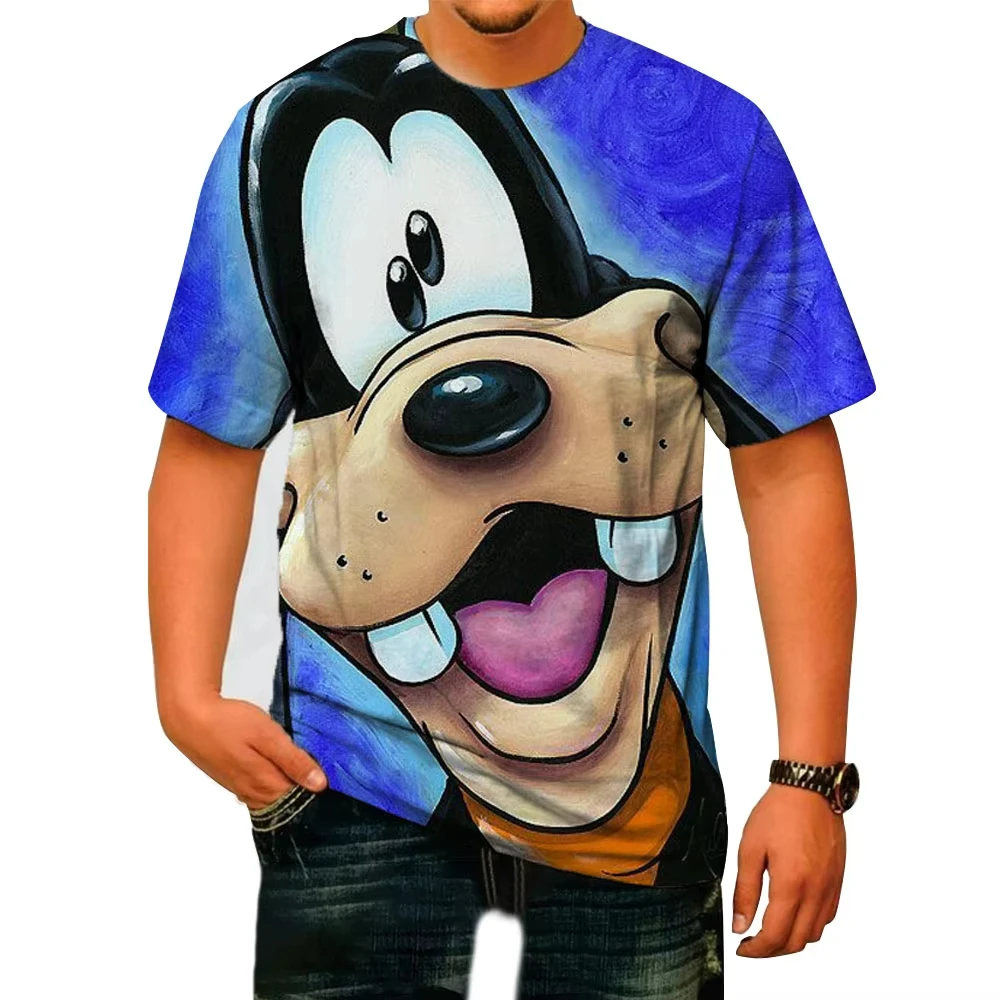 2025 nuevas camisetas con estampado 3D de Disney Goofy, ropa de calle de dibujos animados de Anime, camiseta informal de gran tamaño para hombres y mujeres, camisetas para niños y niñas