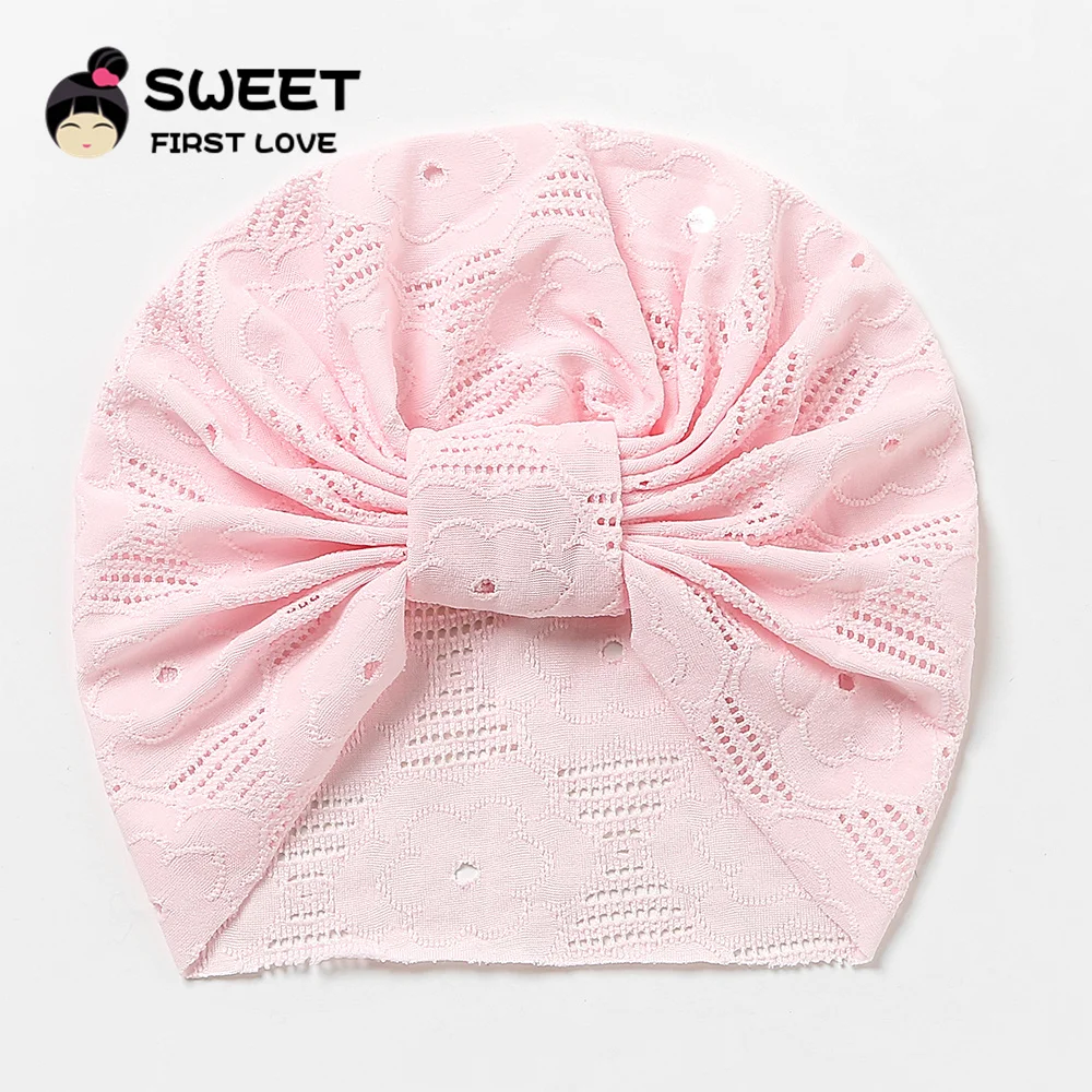 1Pcs Lace Baby Turban Hat Cute Bowknot Elastic Kids Beanie Baby Girl Headbands Autumn Winter Breathable Hat Newborn Accessories