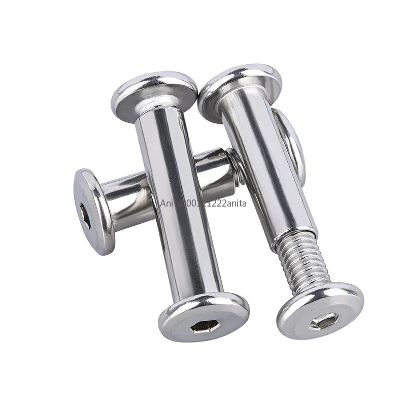 2-10pcs M3~M8 304 Stainless Steel Furniture Nut with Screw Flat Hex Splint Screw Nut Combination Album Butt Account Book Nail