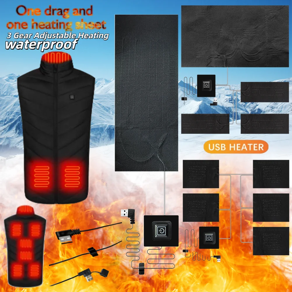 ورقة التدفئة الكهربائية قماش مقاوم للماء سترة سخان منصات 3 والعتاد منصات حرارية قابلة للتعديل لتقوم بها بنفسك الملابس الحرارية للتخييم التنزه