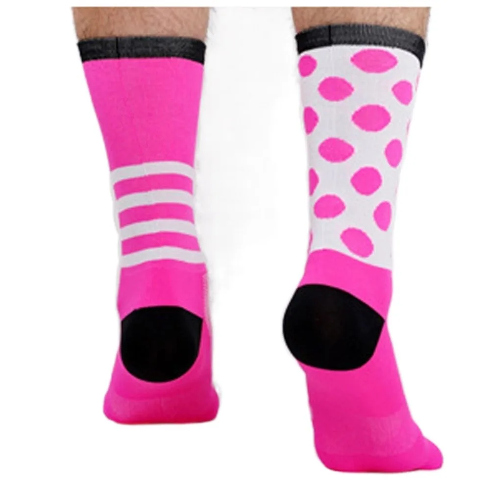 

1 Pair Asymmetric Pattern Cycling Socks Sweat-absorbent Deodorant Mid Tank Sports Socks Breathable Wear Resistant Bicycle Sock