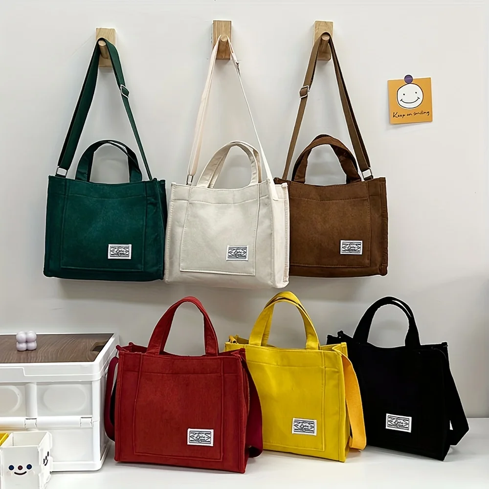Vintage sztruksowa torba, Retro torba Crossbody kurierska, torebka na co dzień i torebka na ramię dla kobiet