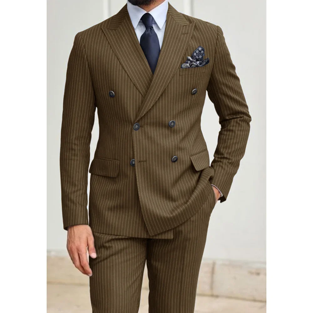 

Man Suits Elegant Set Men's Clothing Fashionable Men's Two-piece Pinstripe Suit Pants Sets Comfortable and Casual Suit Costumes