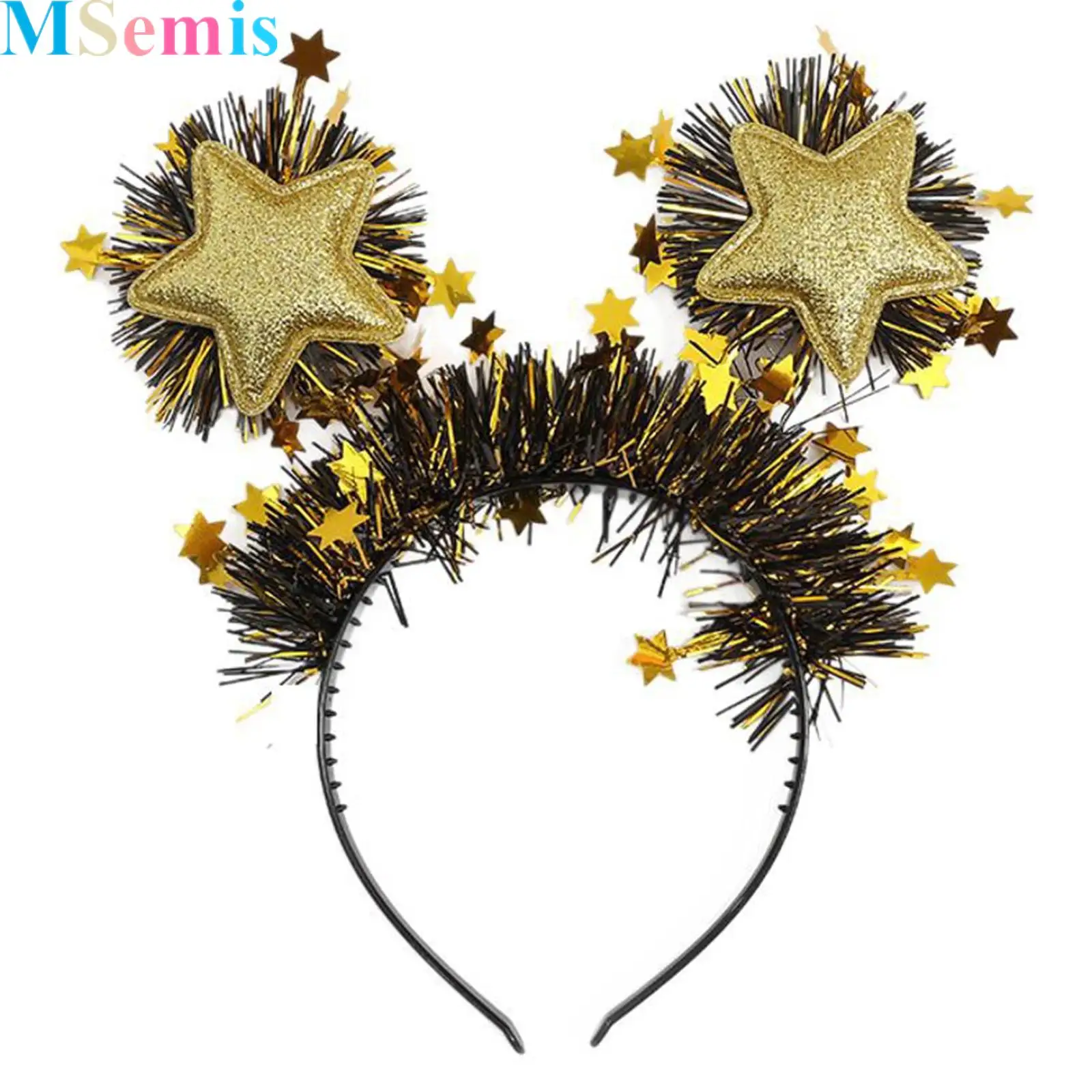 إكسسوارات ربطات شعر على شكل نجمة لامعة للنساء والفتيات ليلة رأس السنة ومستلزمات تزيين حفلات أعياد الميلاد #1