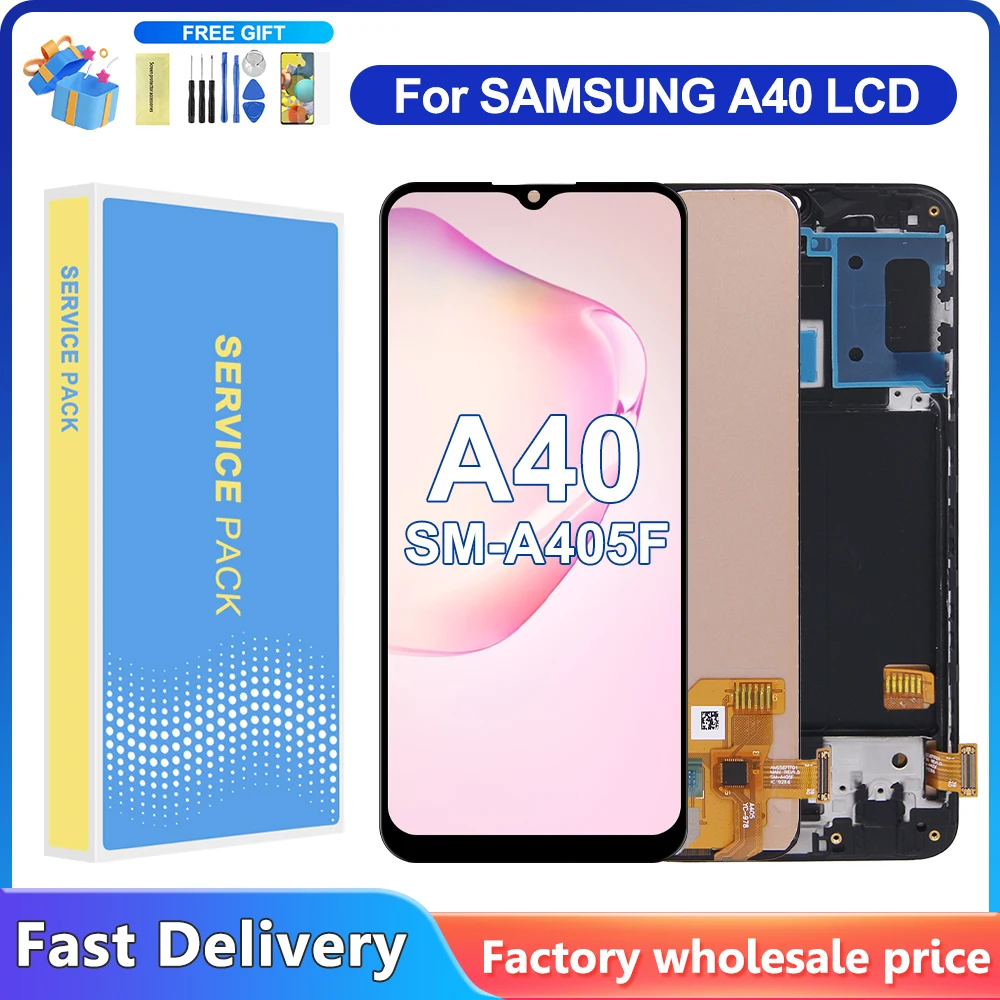 A40 Display Für Samsung Getestet A405F A405 A405FM A405S LCD Display Touch Screen Mit Rahmen Digitizer Montage Ersatz