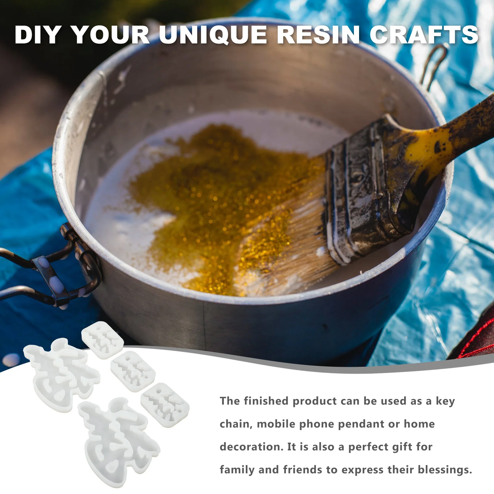 

5Pcs Fu Character Silicone Mold DIY Craft for New Year Decoration Chinese Festival Supplies Reusable Mirror Finish Keychain