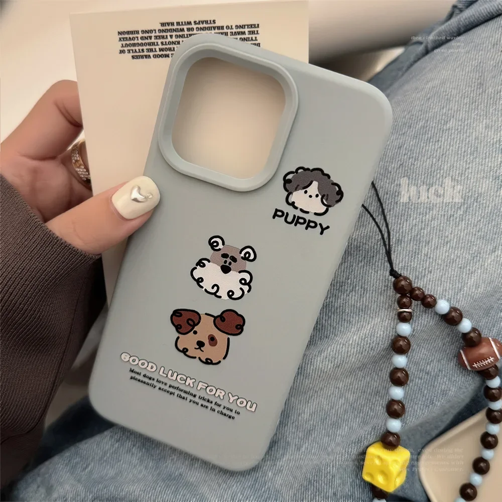 Schnauzer Chow Chow puppy cheese Bracelet Phone Case For iPhone 16 15 14 13 12 11 Pro Max 16 Plus Case Cute Funny Cartoon Cover